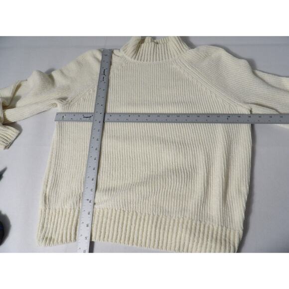 Loft Chenille Sweater Womens XS Cream Ivory Soft Mock Neck Cozy Minimalist Warm - Picture 9 of 12